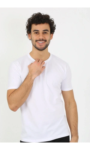 moda çizgi Erkek Sıfır Yaka Beyaz Penye Atlet 6567