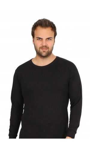 Moda Çizgi Erkek Termal Üst Kışlık İçlik Siyah 6869