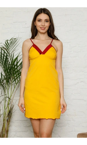 Moda Çizgi İp Askılı Penye Gecelik 396