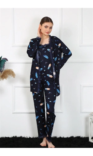 Moda Çizgi Kadın 3lü Sabahlık Takım 16105