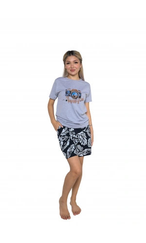 Moda Çizgi Kadın Kısa Kol Şortlu Pijama Takım 3626