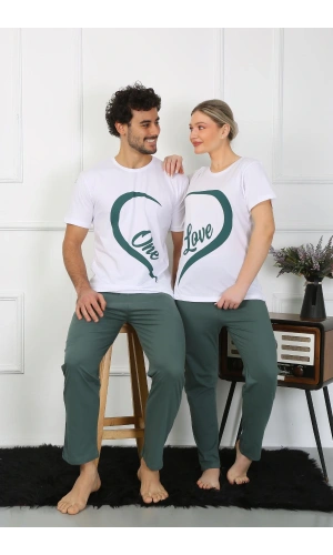 Moda Çizgi Kadın Pamuk Penye Sevgili Kombini Pijama Takımı Beyaz 50127 Tek Takım Fiyatıdır