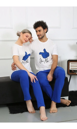 Moda Çizgi Kadın Pamuk Penye Sevgili Kombini Pijama Takımı Beyaz 50129 Tek Takım Fiyatıdır