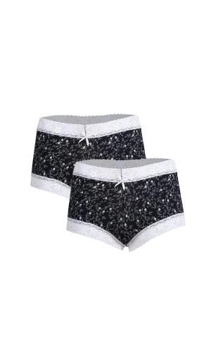 Moda Çizgi Kadın Pamuklu 2li Boxer Laci 40266