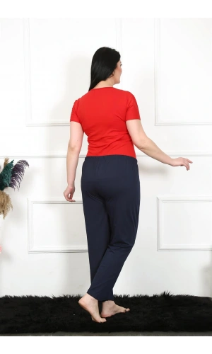 Moda Çizgi Kadın Pamuklu Büyük Beden Alt Pijama 27472
