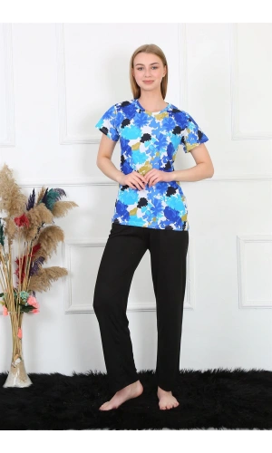 Moda Çizgi Kadın Penye Kısa Kol Pijama Takım 4142