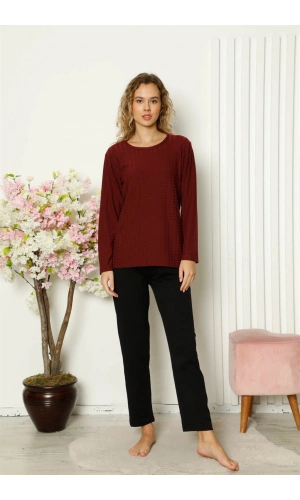 Moda Çizgi Kadın Penye Uzun Kol Pijama Takım 4111