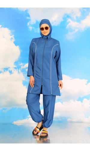 Moda Çizgi Kadın Tam Tesettür İndigo Mayo 31060