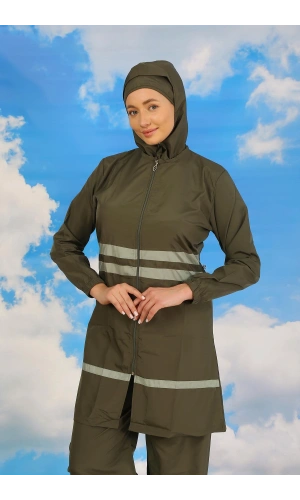 Moda Çizgi Kadın Tam Tesettür Mayo Haki 31061