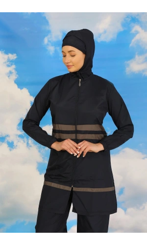 Moda Çizgi Kadın Tam Tesettür Mayo Lacivert 31061