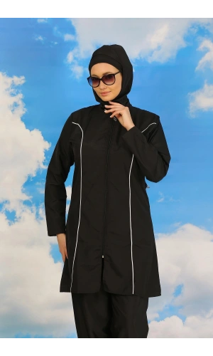 Moda Çizgi Kadın Tam Tesettür Siyah Mayo 31060