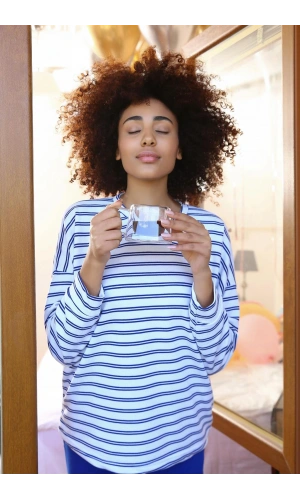 Moda Çizgi Kadın Uzun Kol 3 İplik Penye Pijama Takım 4185