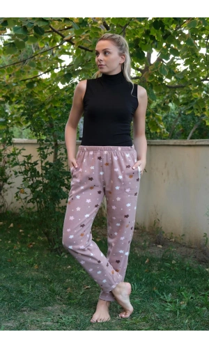 Moda Çizgi Kadın Welsoft Polar Tek Alt Pijama 210056