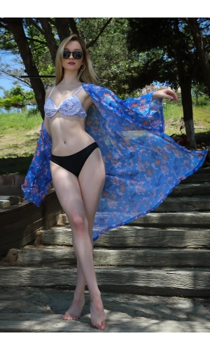 Moda Çizgi Kadın Yarım Destekli Alt Üst Bikini Takım Ekru 35012