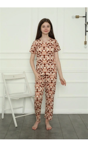 Moda Çizgi Kız Çocuk Penye Pijama Takım 20396