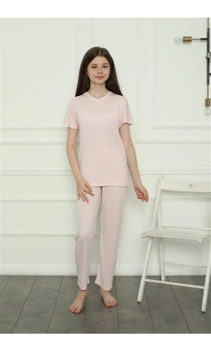 Moda Çizgi Kız Çocuk Penye Pijama Takım 20400