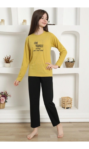 Moda Çizgi Kız Çocuk Penye Pijama Takım 20420