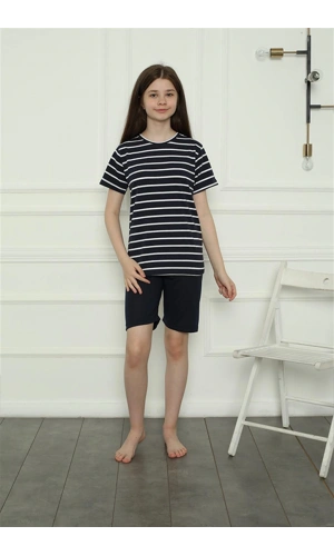 Moda Çizgi Kız Çocuk Penye Şortlu Pijama Takım 20407