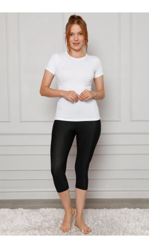Moda Çizgi Microfiber Kapri Tayt 5864
