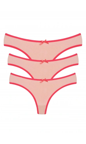 Moda Çizgi Pamuklu 3lü Tanga Külot Pudra 40251