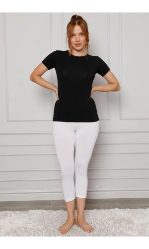 Moda Çizgi Penye Likralı Diz Altı Tayt 5873P