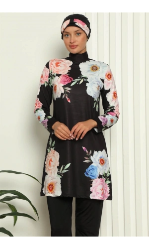 Moda Çizgi Tam Tesettür Dijital Desenli Mayo 31045