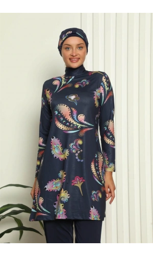Moda Çizgi Tam Tesettür Dijital Desenli Mayo 31053