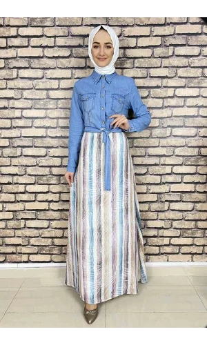 Moda Çizgi Tesettür Elbise