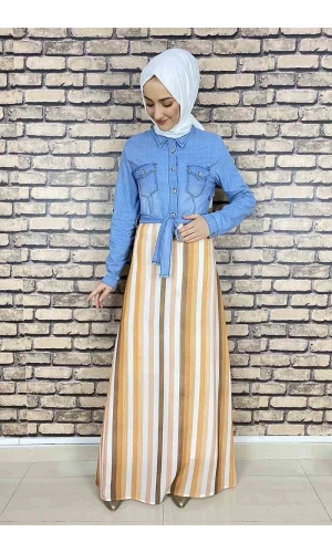 Moda Çizgi Tesettür Elbise