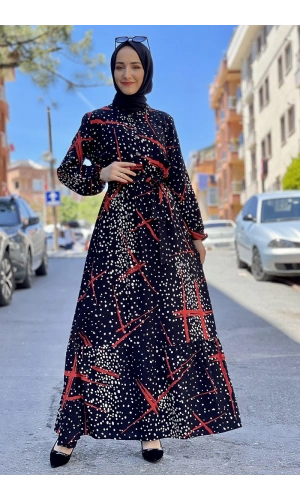 Moda Çizgi Tesettür Elbise