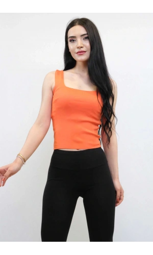 Moda Çizgi Triko Atlet Turuncu