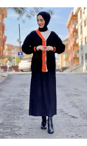 Moda Çizgi Triko Hırka