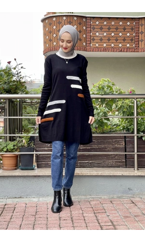 Moda Çizgi Triko Tunik