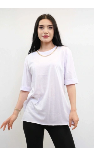 Moda Çizgi Zincir Aksesuarlı Tshirt Beyaz