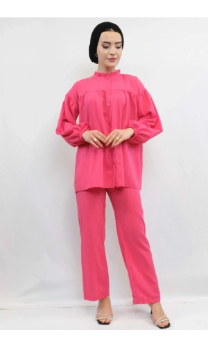 Moda Çizgili Robalı İkili Takım Pembe