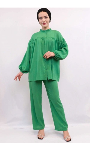 Moda Çizgili Robalı İkili Takım Yeşil