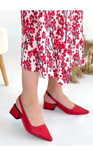 Morji Kırmızı Cilt Topuklu Ayakkabı