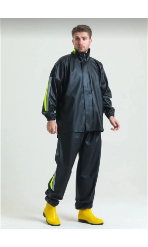Motorcu Kurye Su Geçirmez Yağmurluk Takım - Siyah
