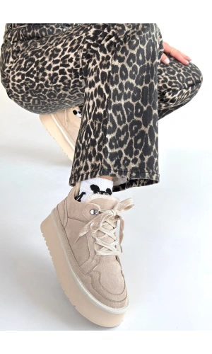 Muden Bej Süet Bağcıklı Bot