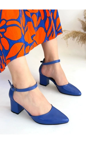 Mulen Mavi Cilt Topuklu Ayakkabı