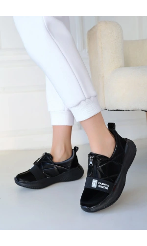 Nikeo Siyah Paraşüt Siyah Tabanlı Spor Ayakkabı