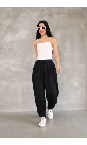 Osy Modal Yumuşak Dokulu Kumaş Şalvar Pantalon - Siyah