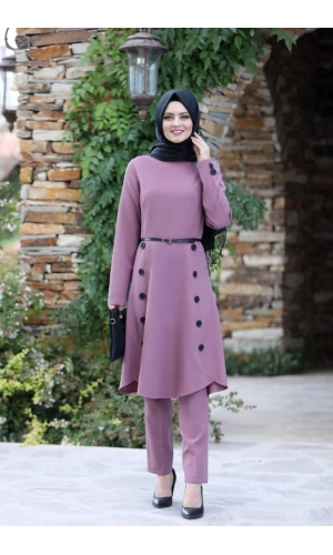 Pileli Takım Elbise MC0035 Gül Kurusu