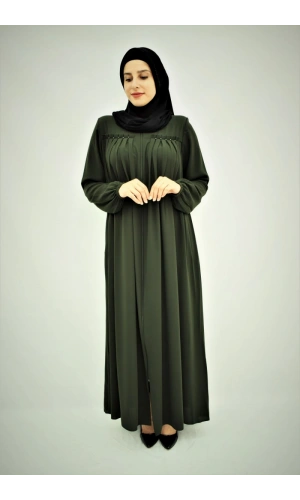 Pileli Taşlı ferace 2040 Haki