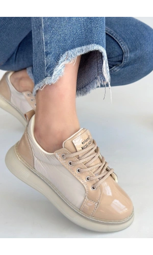 Piona Bej Rugan Bağcıklı Spor Ayakkabı