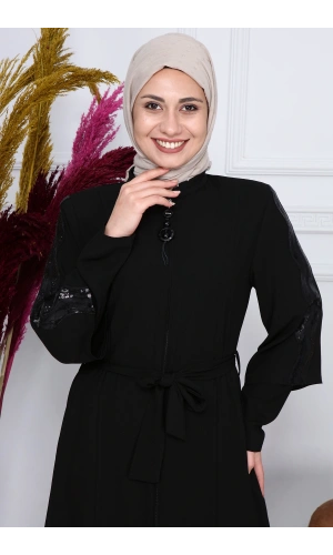 Pul Payet Detaylı Ferace 2168 Siyah