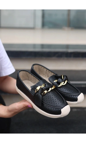 Riwan Siyah Cilt Babet Ayakkabı