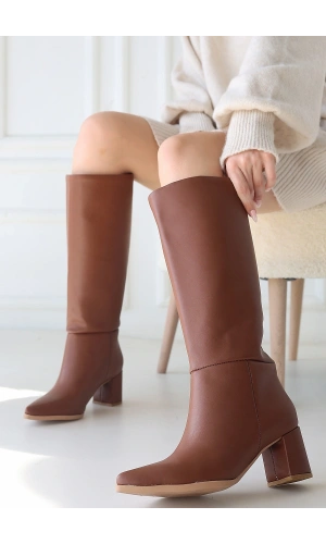 Roksa Taba Cilt Topuklu Çizme
