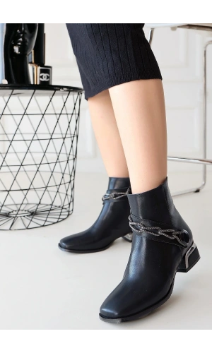 Roxani Siyah Cilt Topuklu Bot