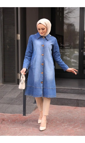 Şapkalı Kap Açık Mavi